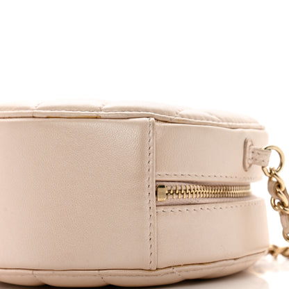 Chanel Iridescent Lambskin Quilted Pearl Round Clutch With Chain Light Beige 10 of 13