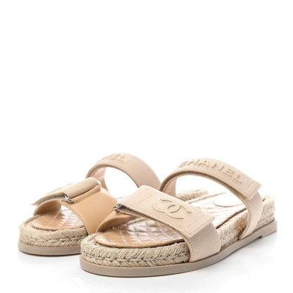 Chanel Grosgrain Lambskin Elastic Flat Mules 39 Beige 3 of 7