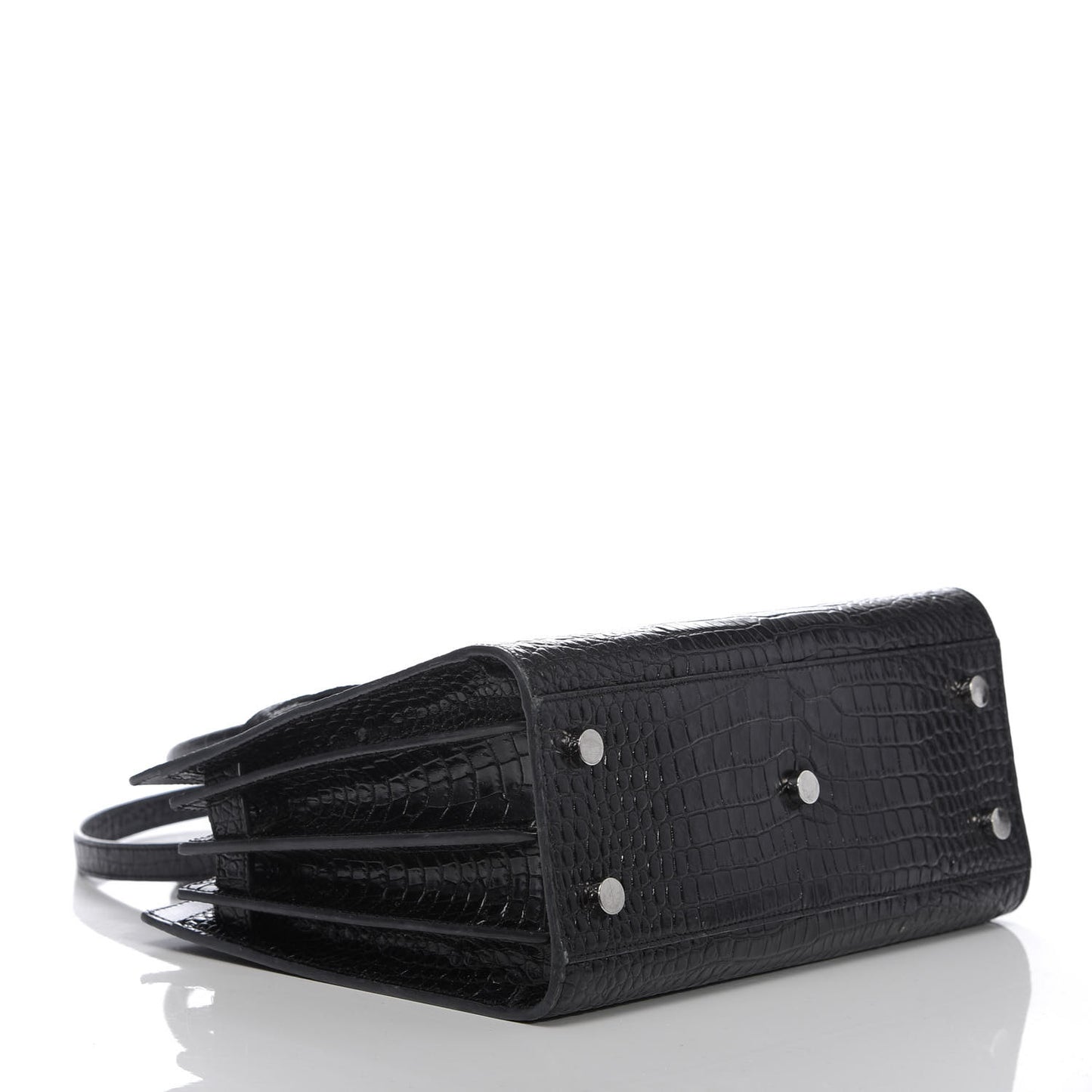 Calfskin Crocodile Embossed Baby Sac De Jour Black