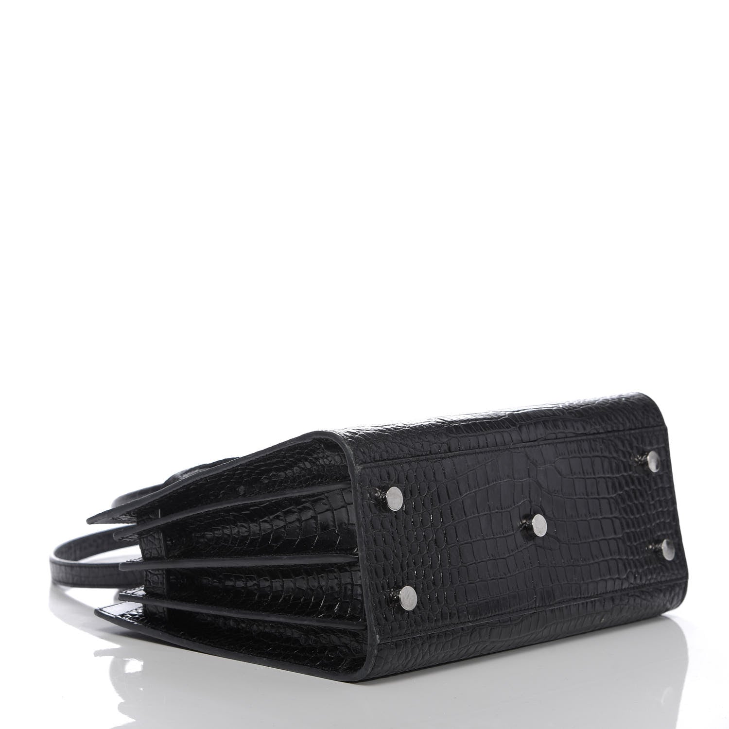 Saint Laurent Calfskin Crocodile Embossed Baby Sac De Jour Black 4 of 12