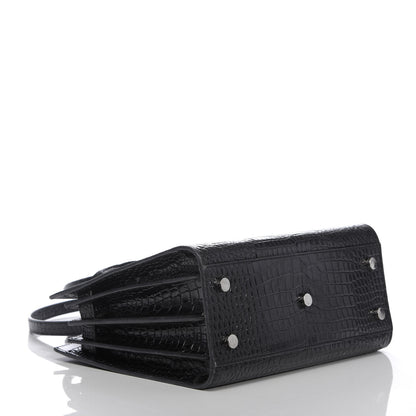 Saint Laurent Calfskin Crocodile Embossed Baby Sac De Jour Black 4 of 12