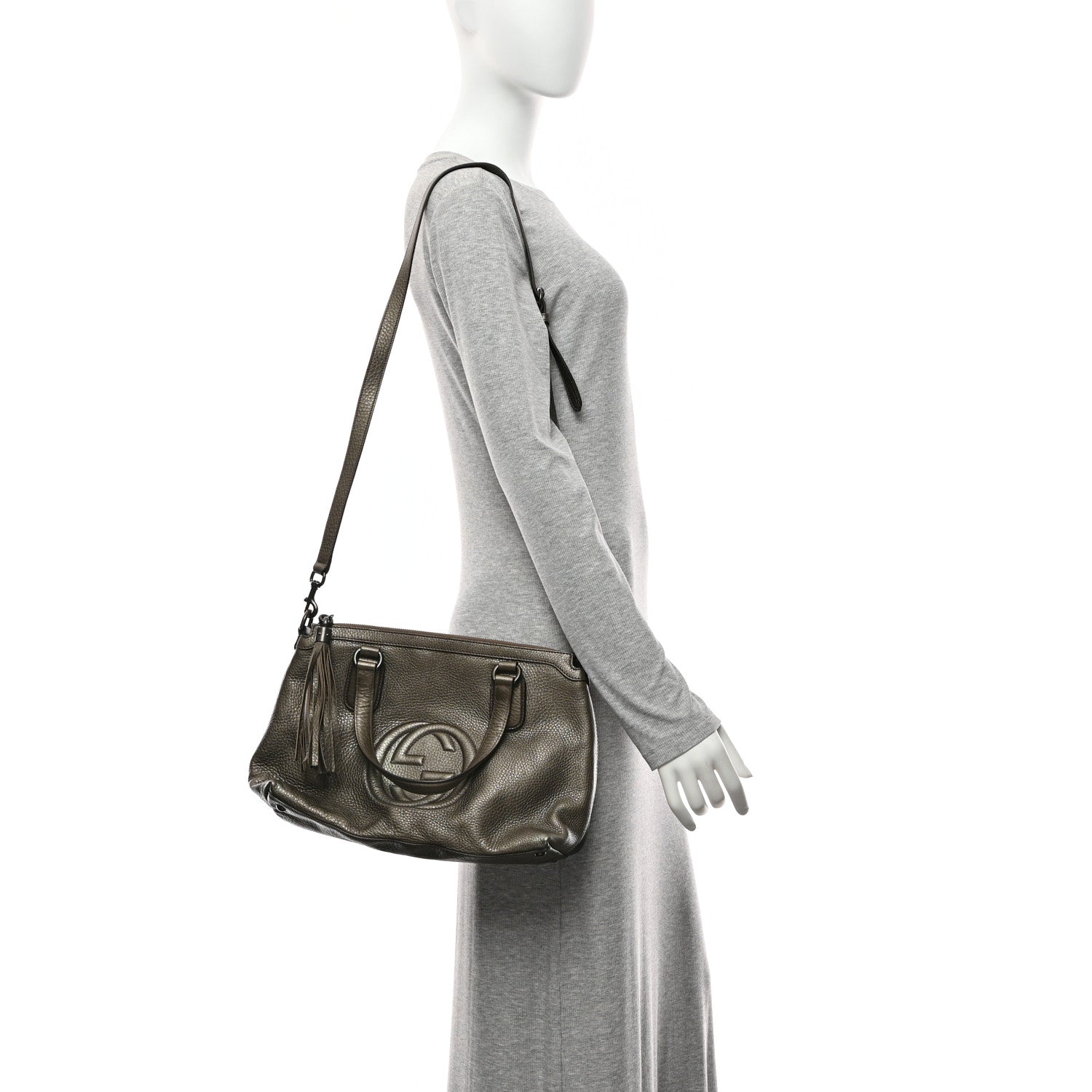 Gucci Metallic Cellarius Calfskin Small Soho Top Handle Satchel Sasso 15 of 15