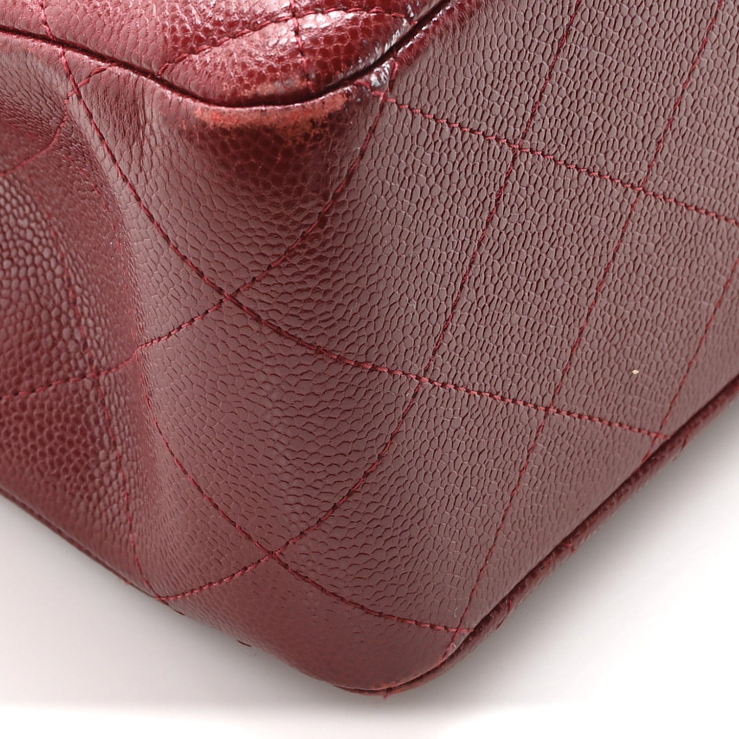 Caviar Quilted Jumbo Double Flap Burgundy