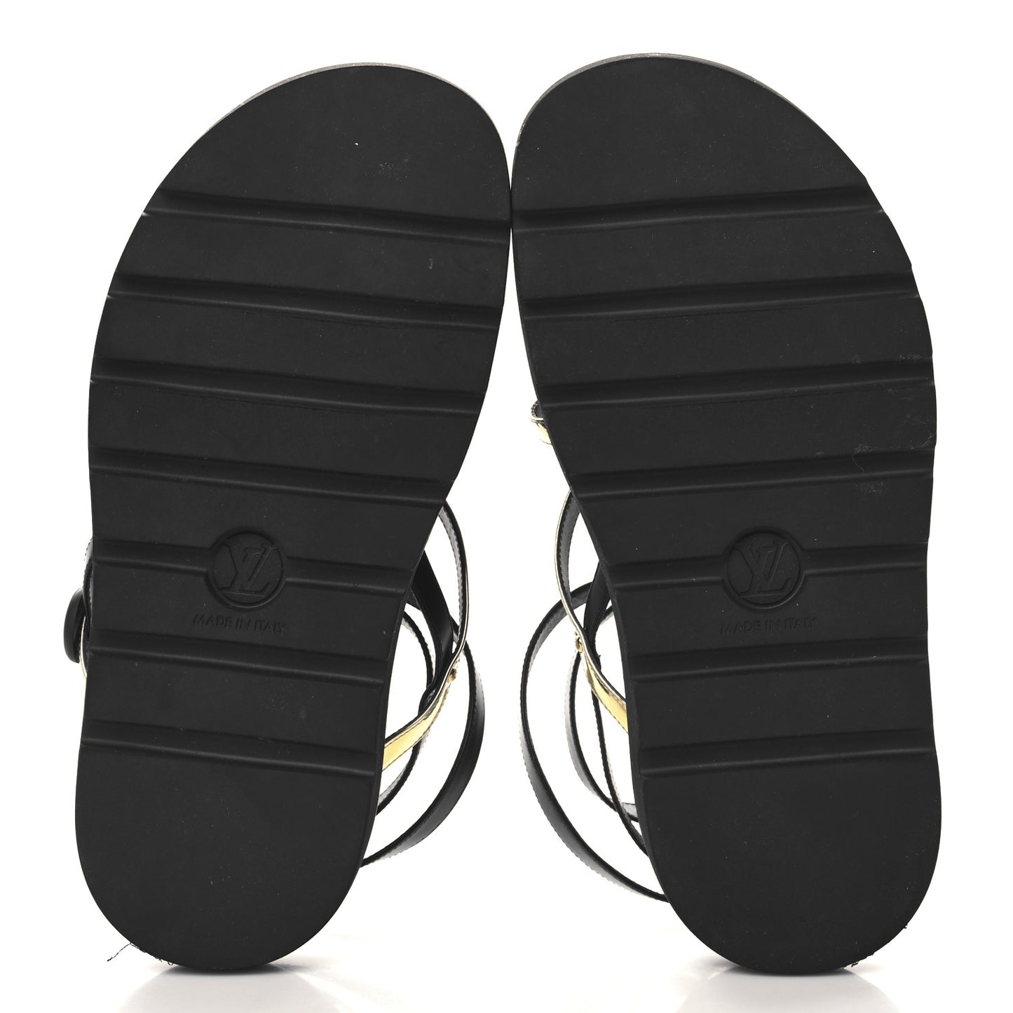 Patent Calfskin Monogram Pool Pillow Comfort Sandals 39 Gold Black Brown