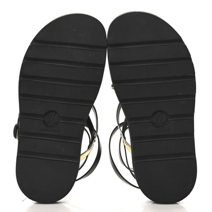 Louis Vuitton Patent Calfskin Monogram Pool Pillow Comfort Sandals 39 Gold Black Brown 6 of 9