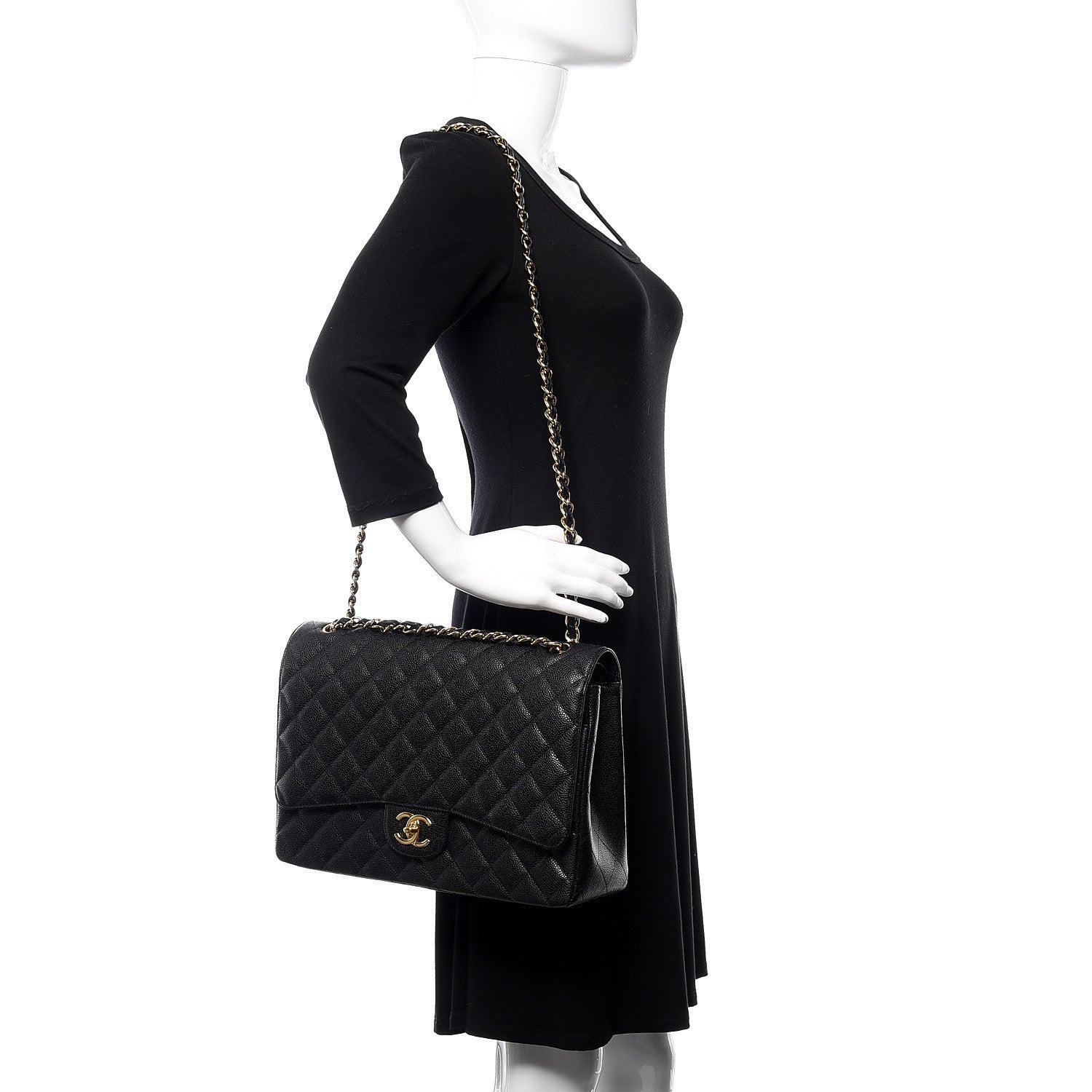 Chanel Caviar Quilted Maxi Double Flap Black 2 of 11