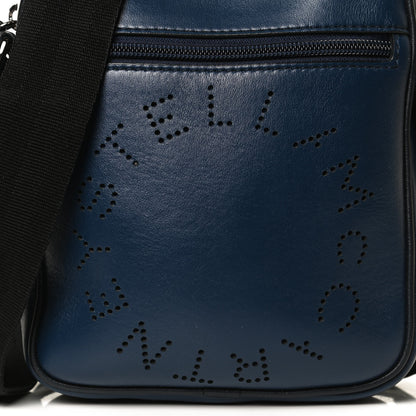 Stella McCartney Eco Alter Nappa Perforated Logo Messenger Bag Navy Blue 7 of 9
