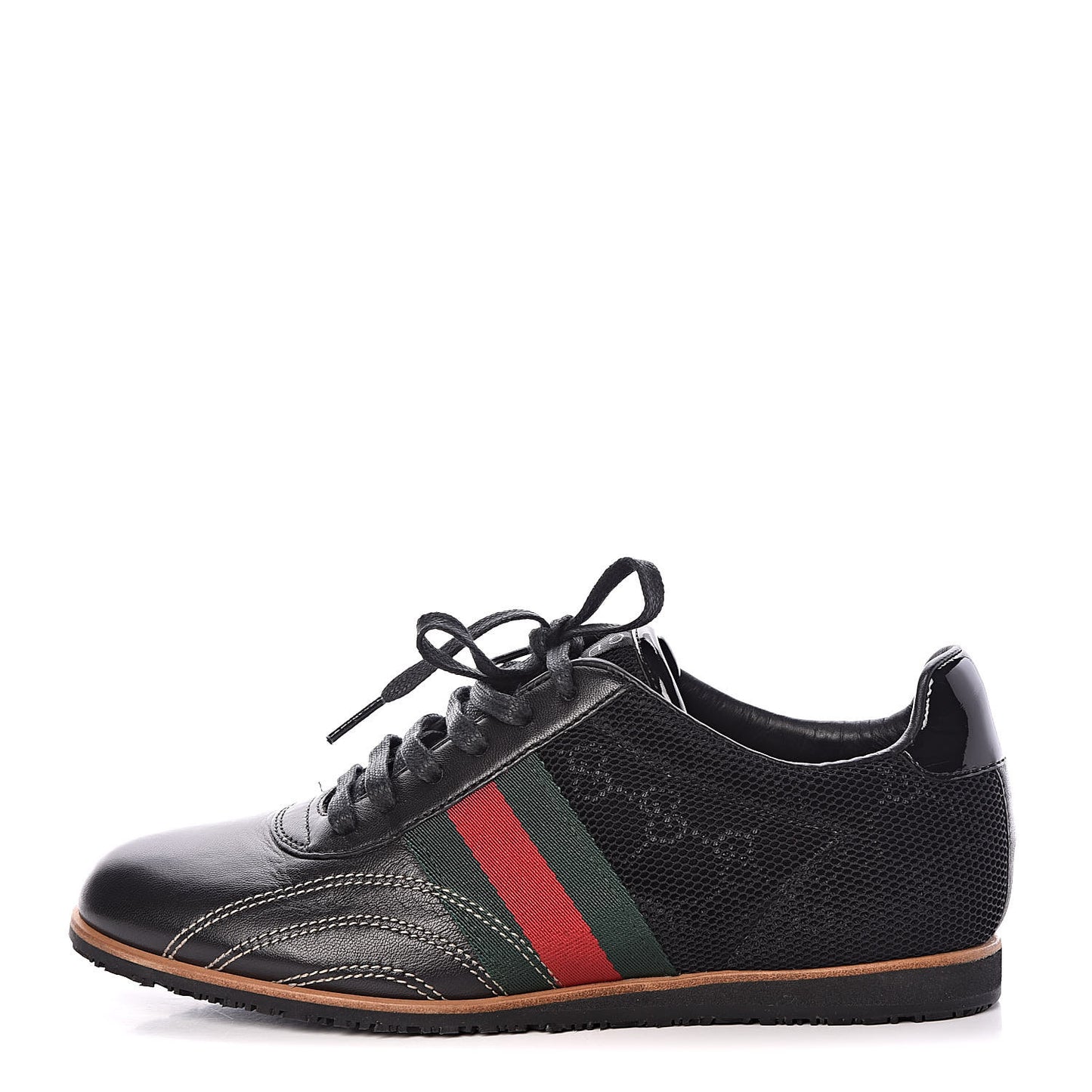 Calfskin Mesh Web Sneakers 35 Black