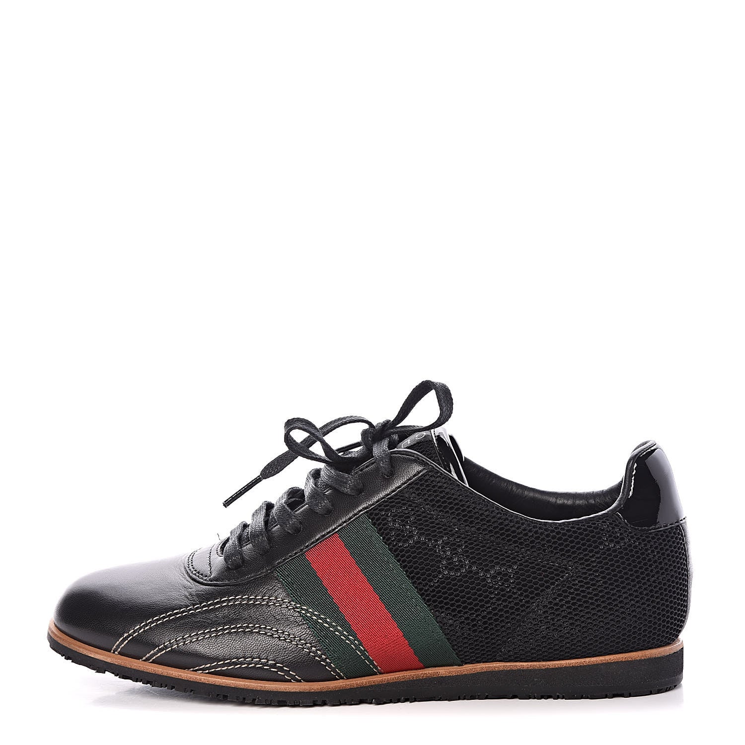 Gucci Calfskin Mesh Web Sneakers 35 Black 1 of 13