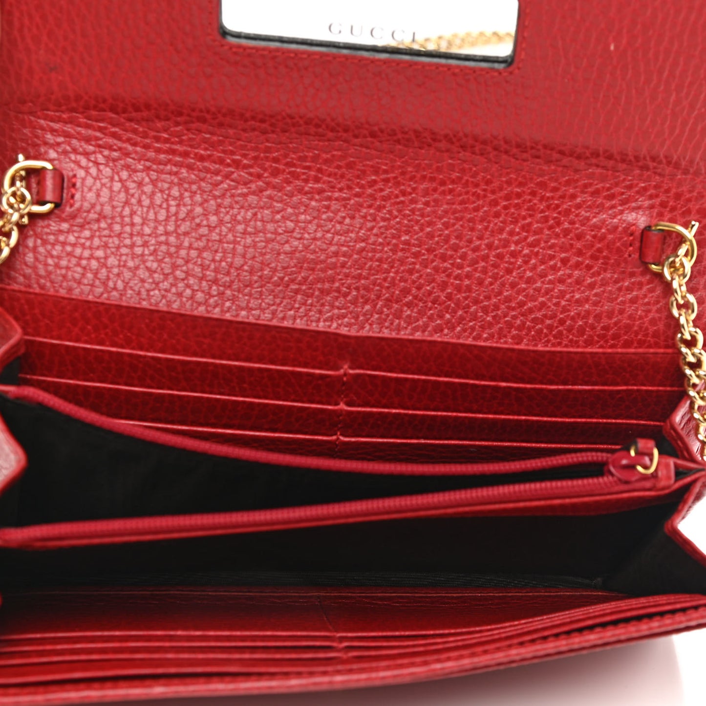 Dollar Calfskin Petite GG Marmont Wallet Chain Bag Hibiscus Red