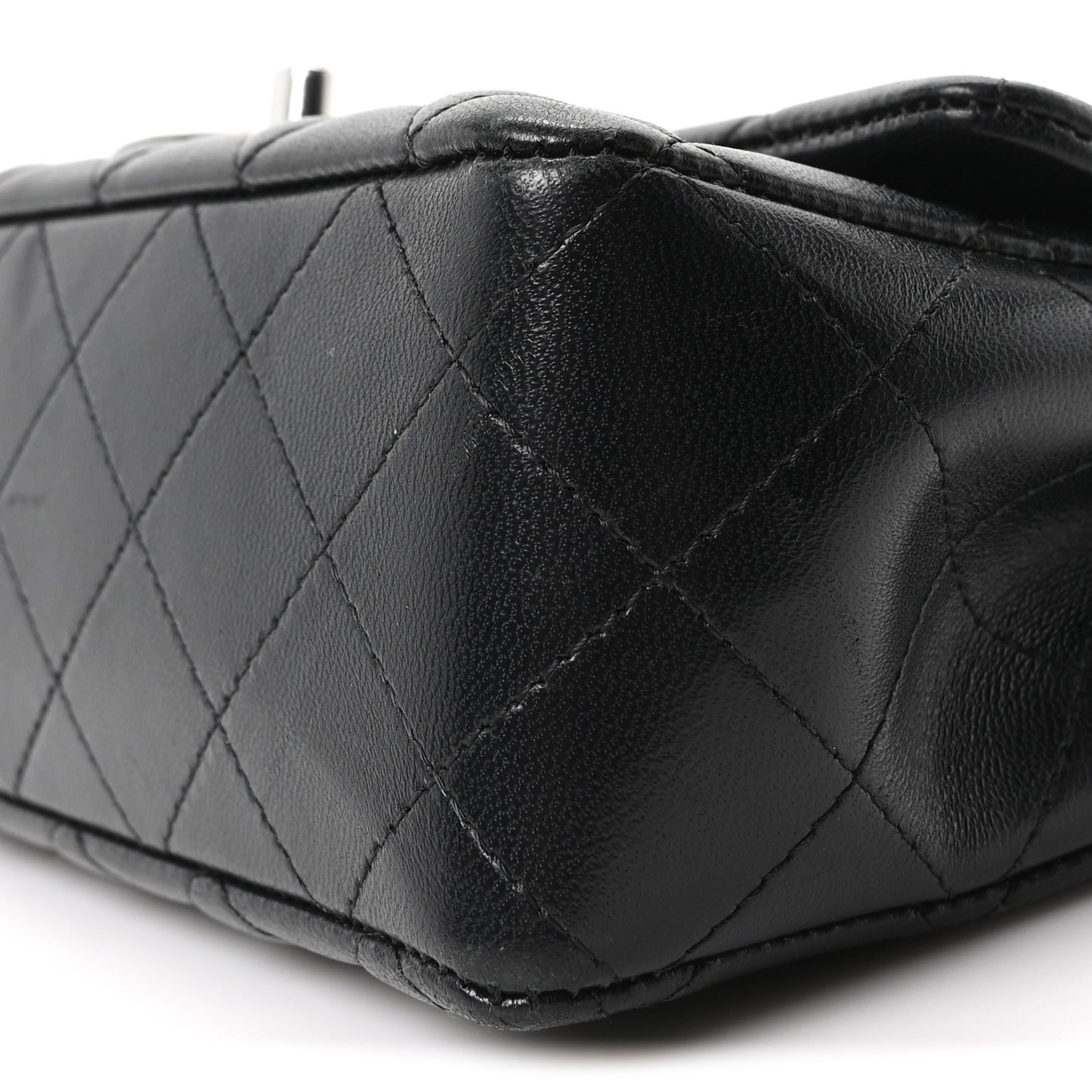 Lambskin Quilted Mini Rectangular Flap Black
