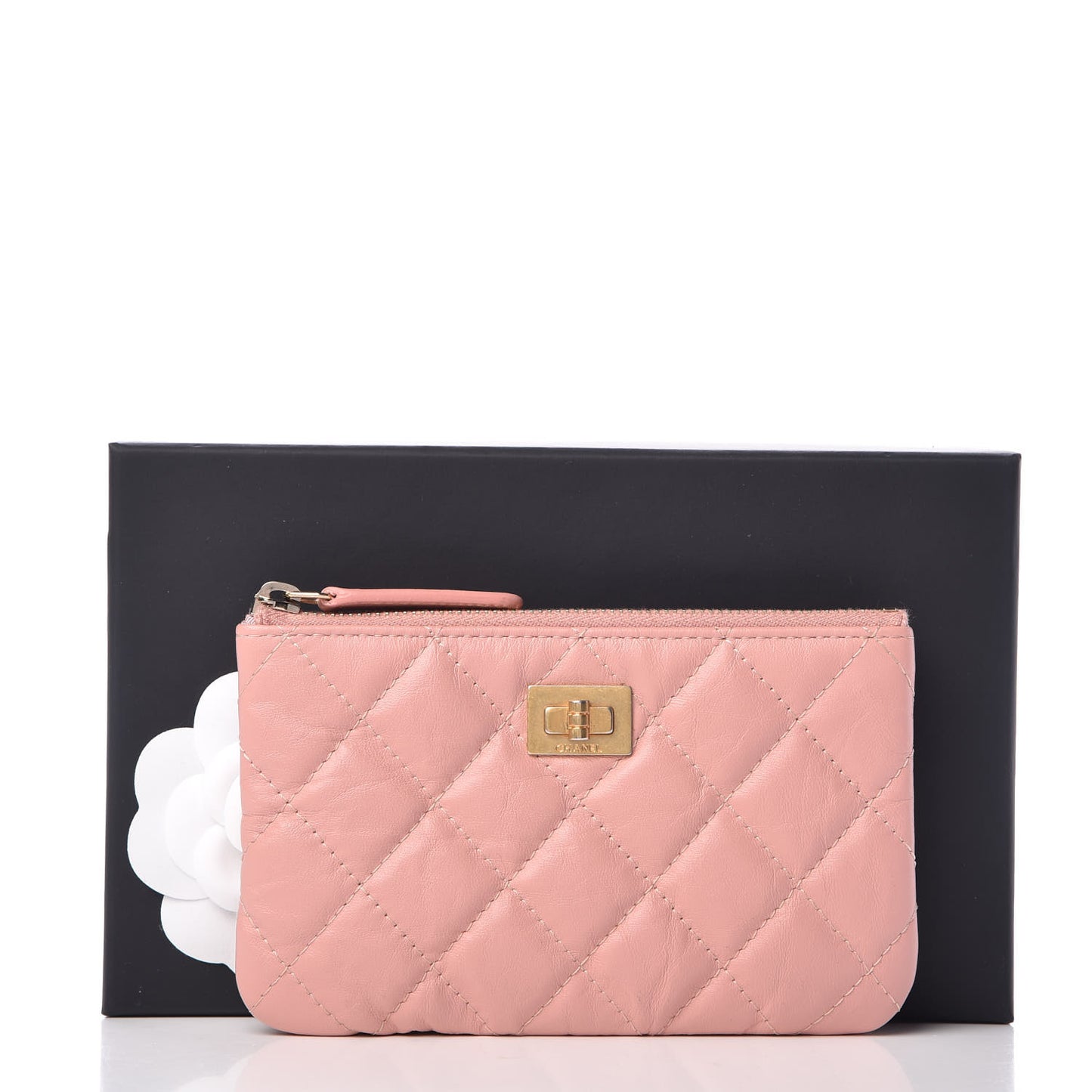 Aged Calfskin Quilted Small Reissue Cosmetic Case Light Pink