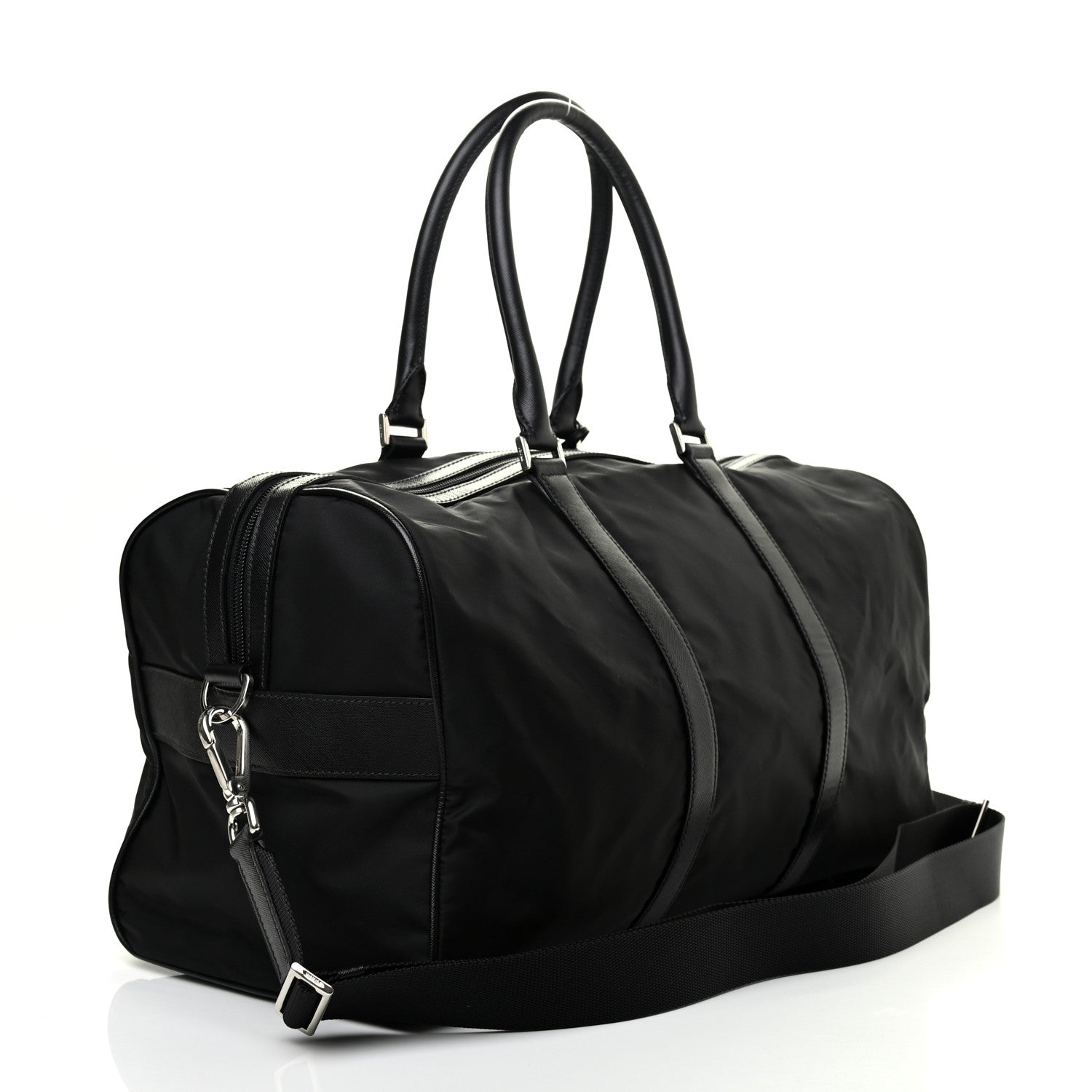 Prada Tessuto Nylon Saffiano Duffle Black 2 of 9