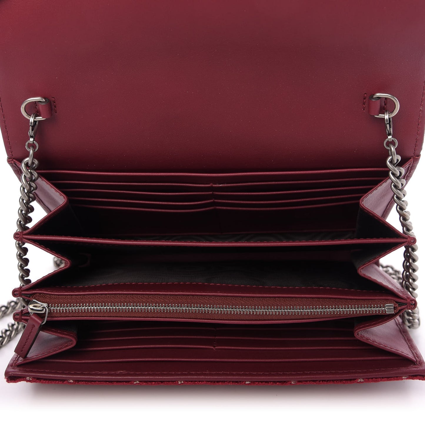Velvet GG Monogram Mini Dionysus Chain Wallet Red Cipria