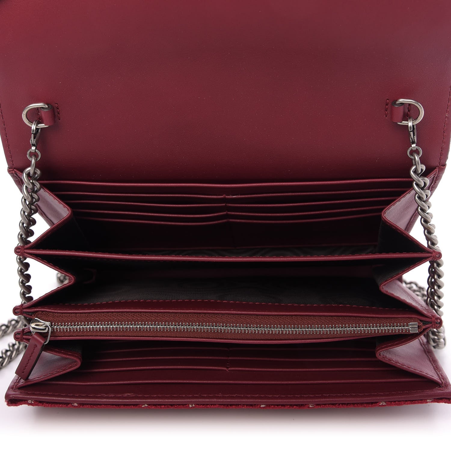 Gucci Velvet GG Monogram Mini Dionysus Chain Wallet Red Cipria 5 of 9