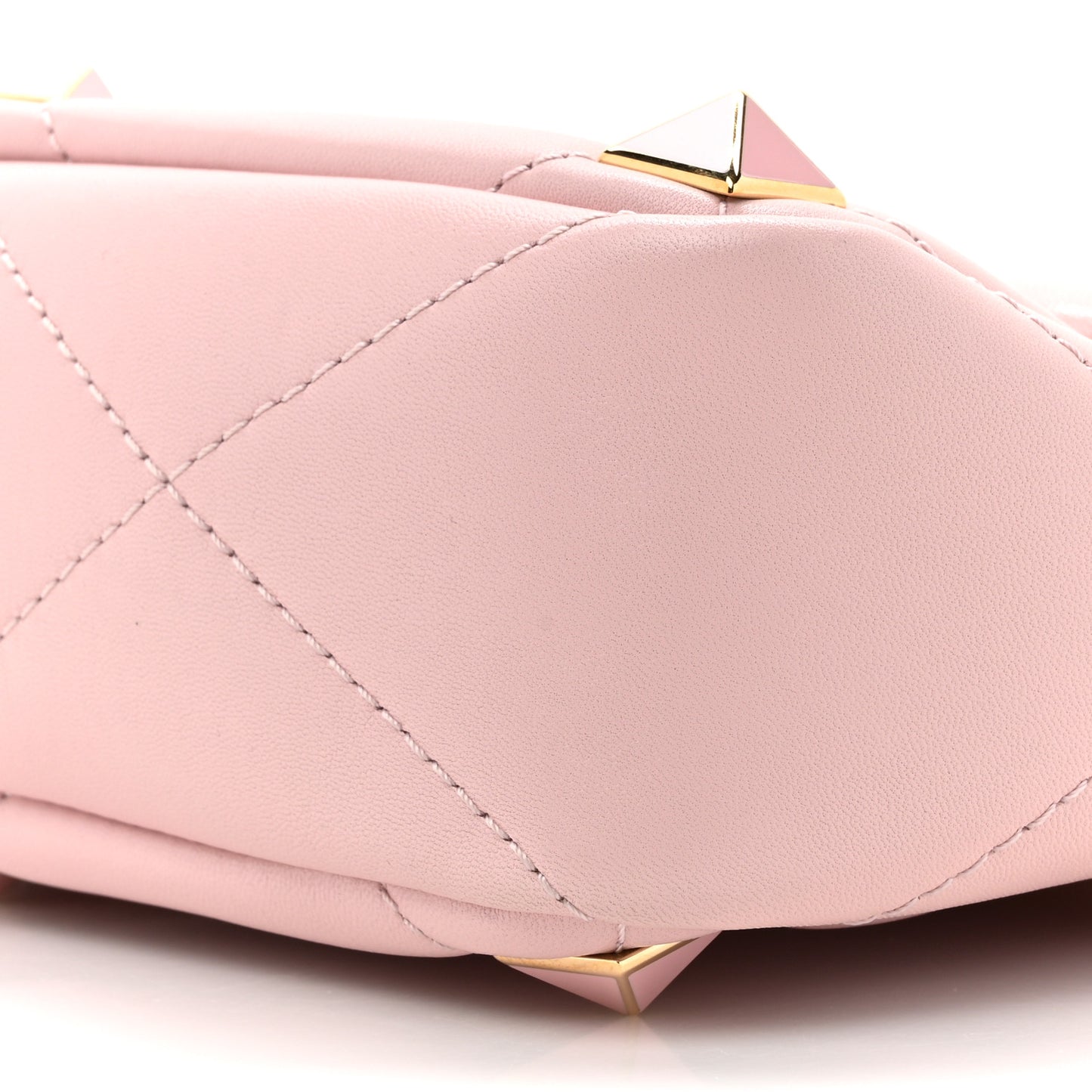 Nappa Enamel Medium Roman Stud Shoulder Bag Rose Quartz