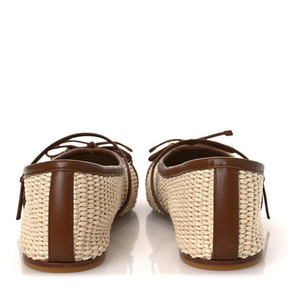 Gucci Raffia Nappa Horsebit Ballerina Flats 38.5 Natural Sundial 6 of 11
