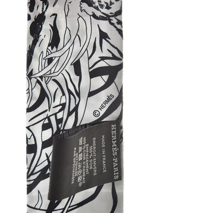 Hermes Silk Lambskin Jungle Love Rainbow Twilly Gris Black White 4 of 4