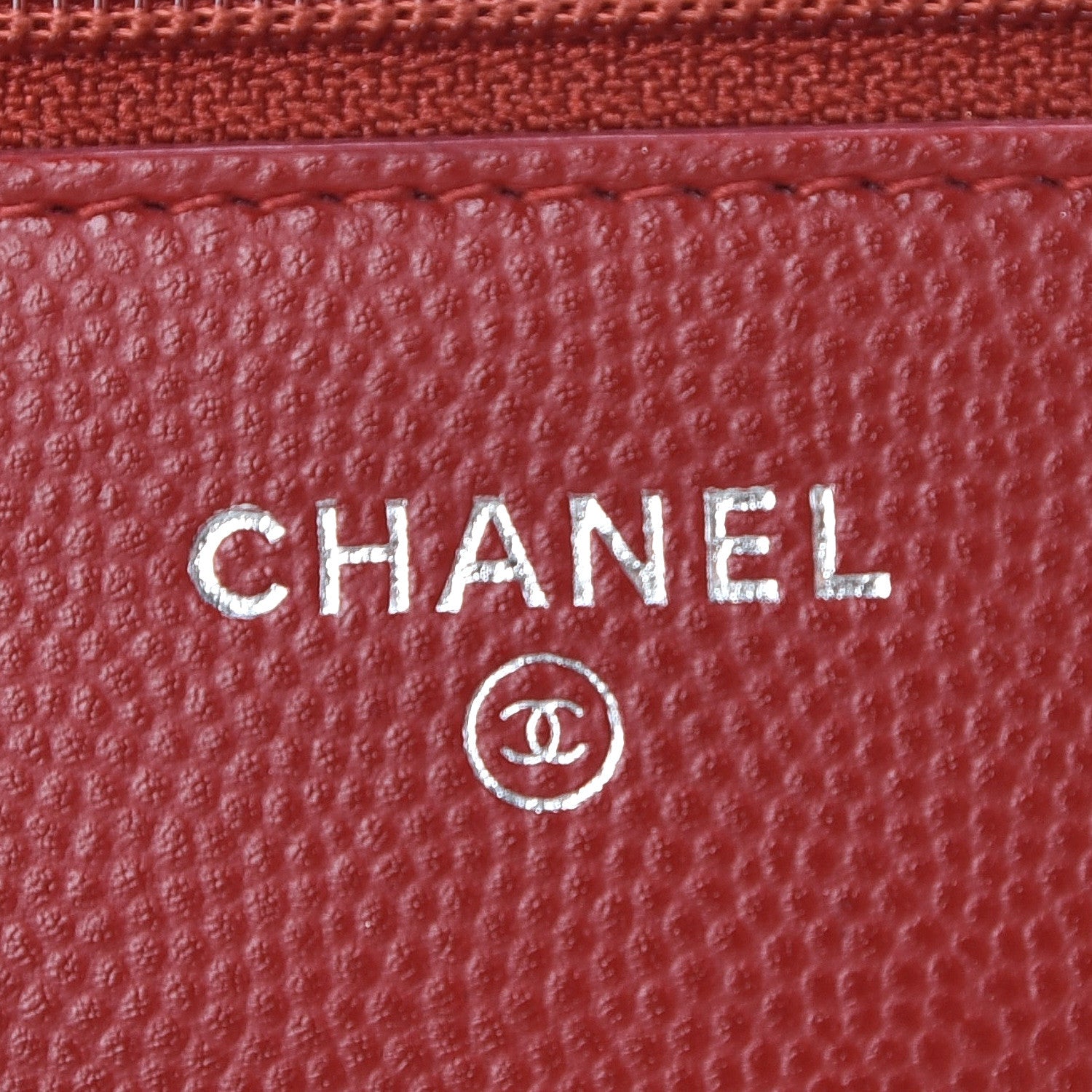 Chanel Caviar Chevron Quilted Wallet On Chain WOC Red 5 of 8