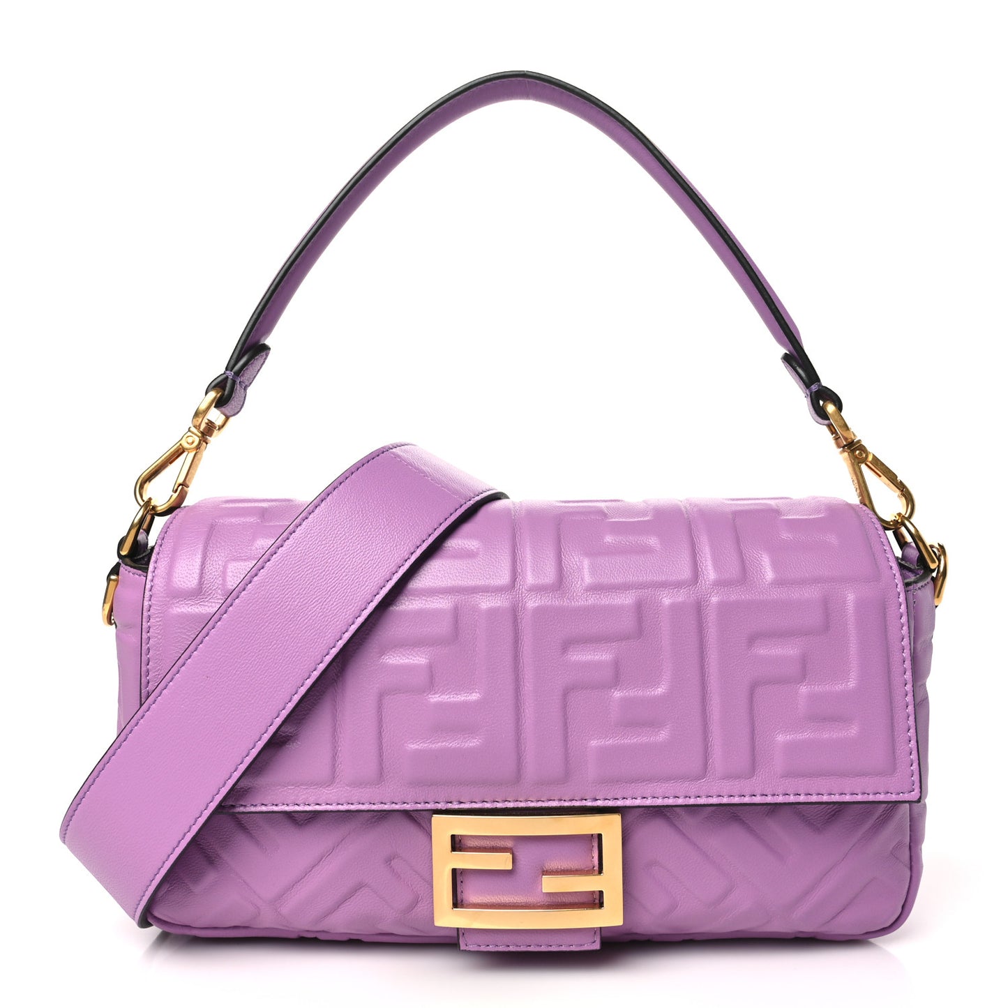 Nappa FF 1974 Embossed Baguette Agapanto