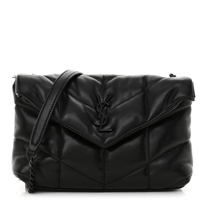 Saint Laurent Lambskin Quilted Toy Loulou Puffer Monogram Monochrome Chain Satchel Black 1 of 13