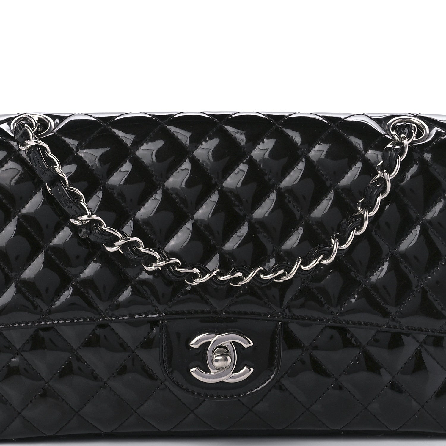 Chanel Patent Quilted Secret Label Medium Flap Black 9 of 10