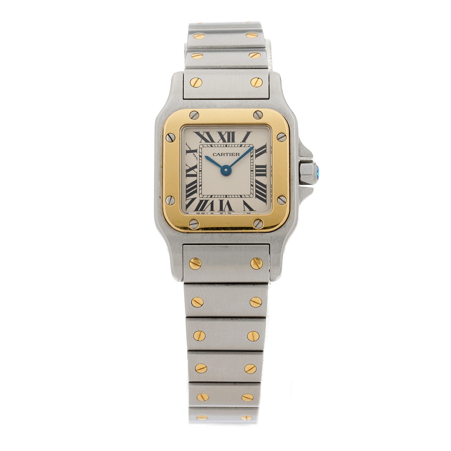 Cartier Stainless Steel 18K Yellow Gold 24mm Santos De Cartier Galbee Quartz Watch 1 of 4