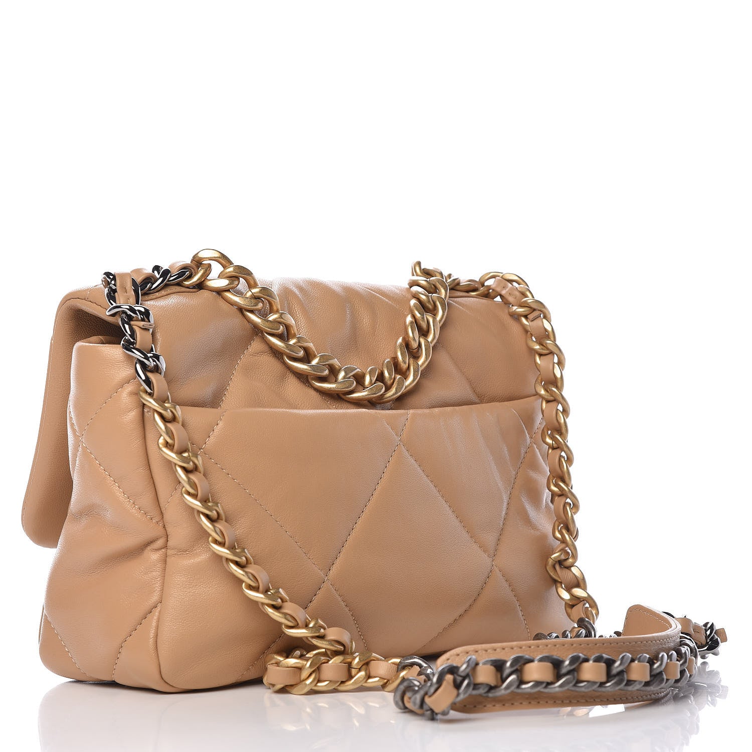 Chanel Lambskin Quilted Medium 19 Flap Dark Beige 3 of 10