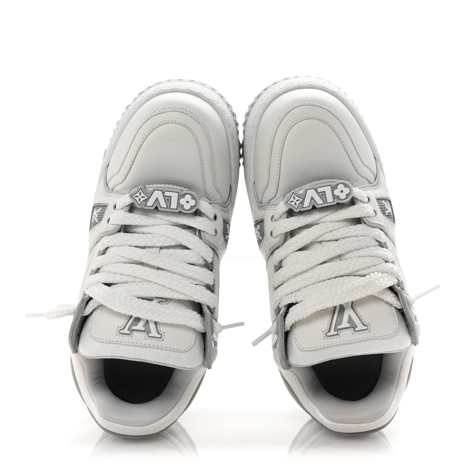 Louis Vuitton Calfskin Womens LV Trainer Maxi Sneakers 38 Gris 2 of 10