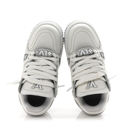 Louis Vuitton Calfskin Womens LV Trainer Maxi Sneakers 38 Gris 2 of 10