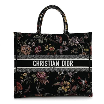 Christian Dior Canvas Jardin Botanique Embroidered Large Book Tote Black Multicolor 1 of 14