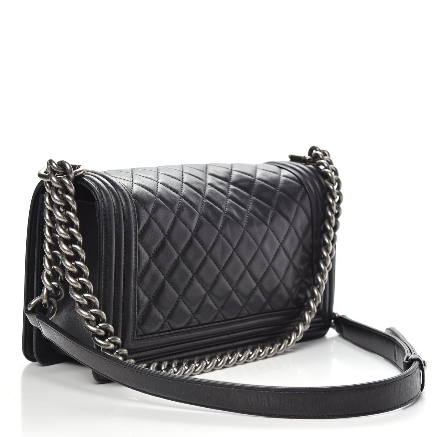 Lambskin Quilted Medium Boy Flap Black