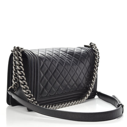 Chanel Lambskin Quilted Medium Boy Flap Black 4 of 18