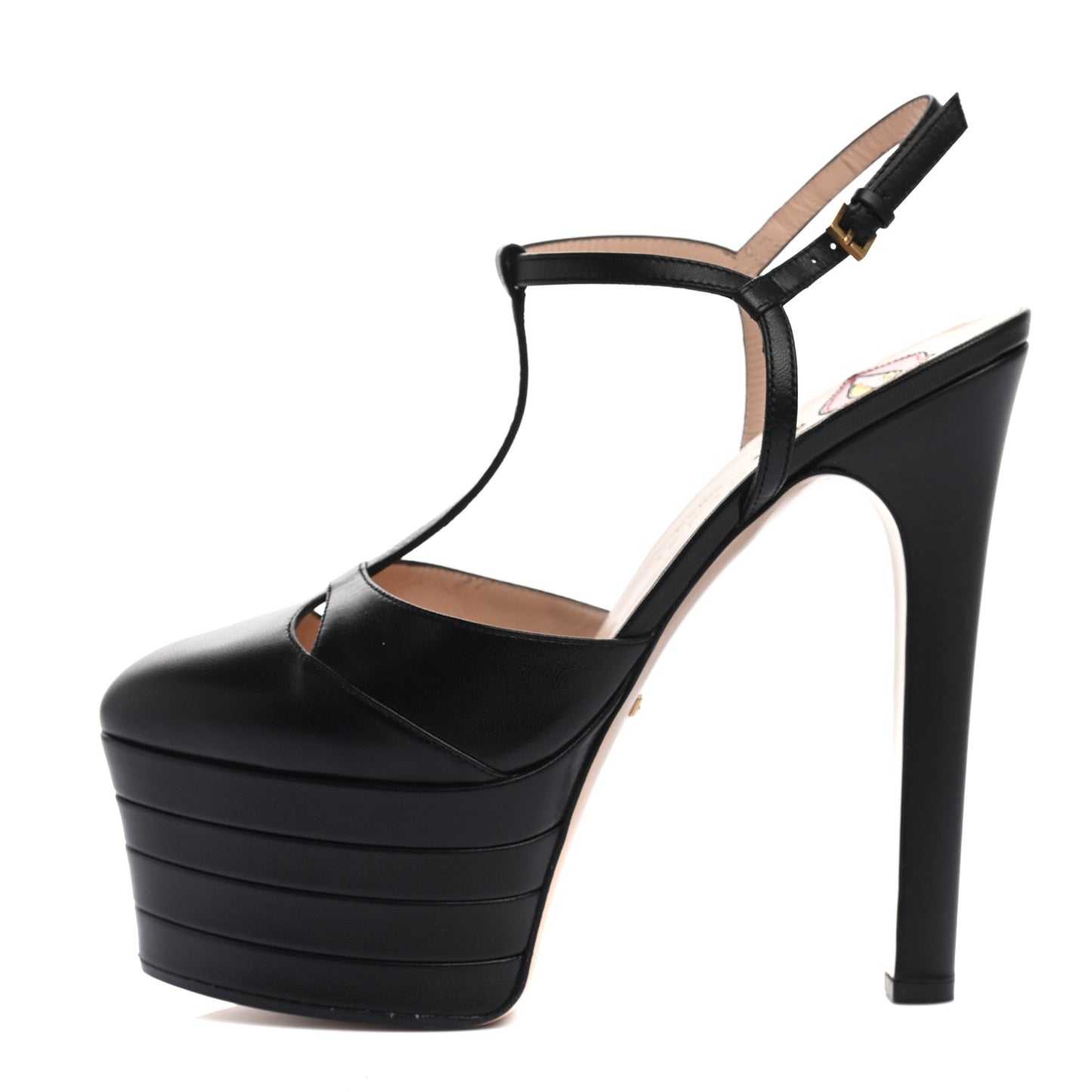 Malaga Kid Angel T-Strap Platform High Heel Pumps 40 Black