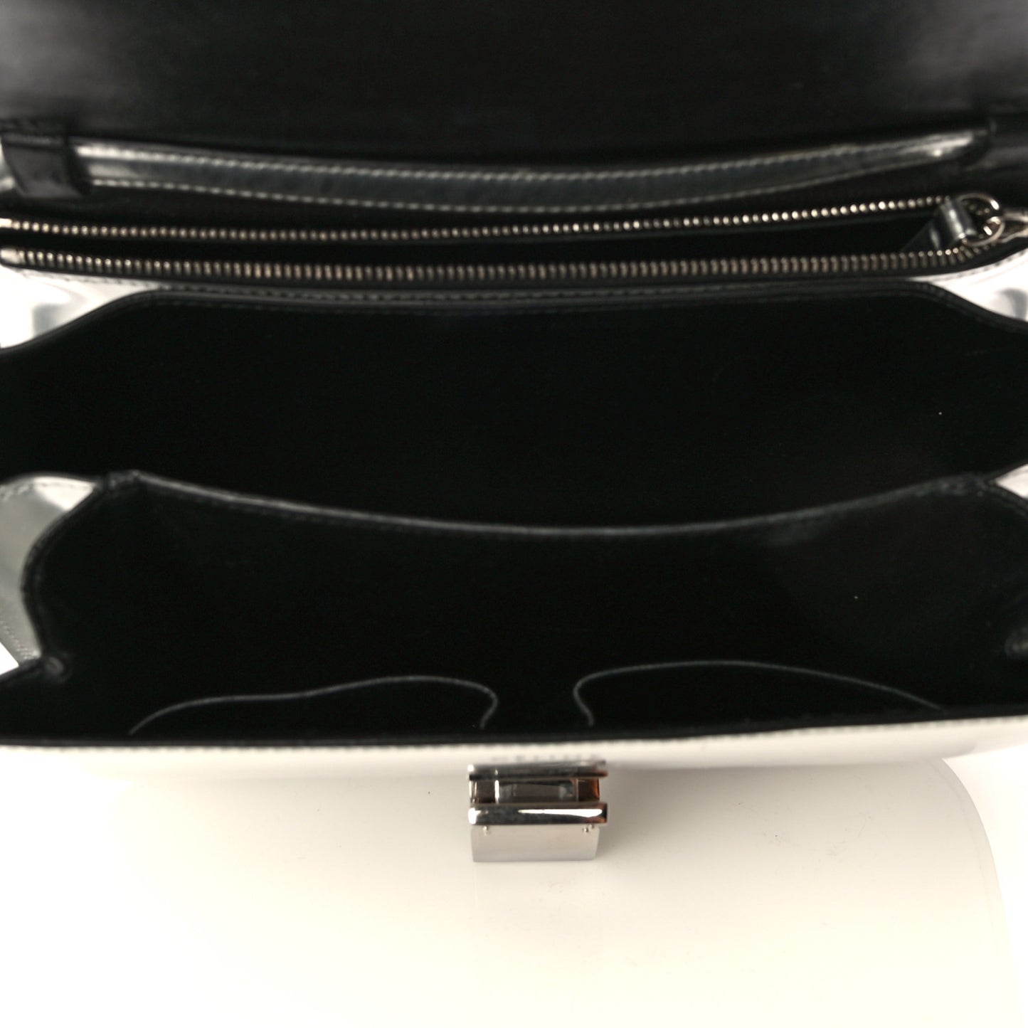 Mirror Box Calfskin Medium Classic Box Flap Bag Silver