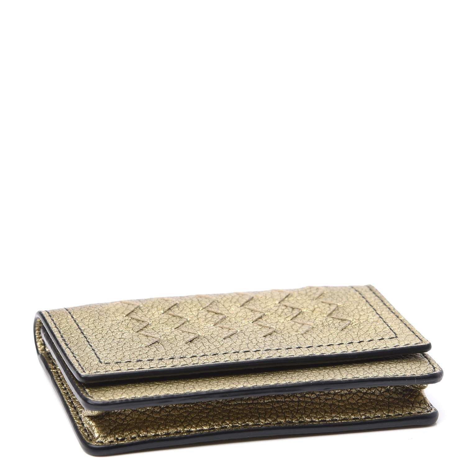 Bottega Veneta Metallic Lambskin Intrecciato Card Case Champignon 3 of 9