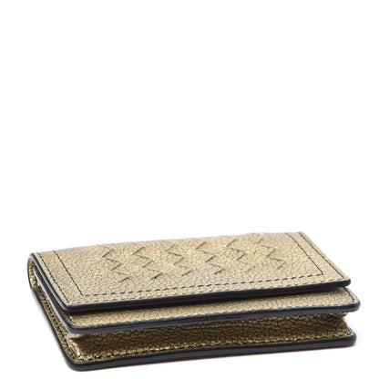 Bottega Veneta Metallic Lambskin Intrecciato Card Case Champignon 3 of 9