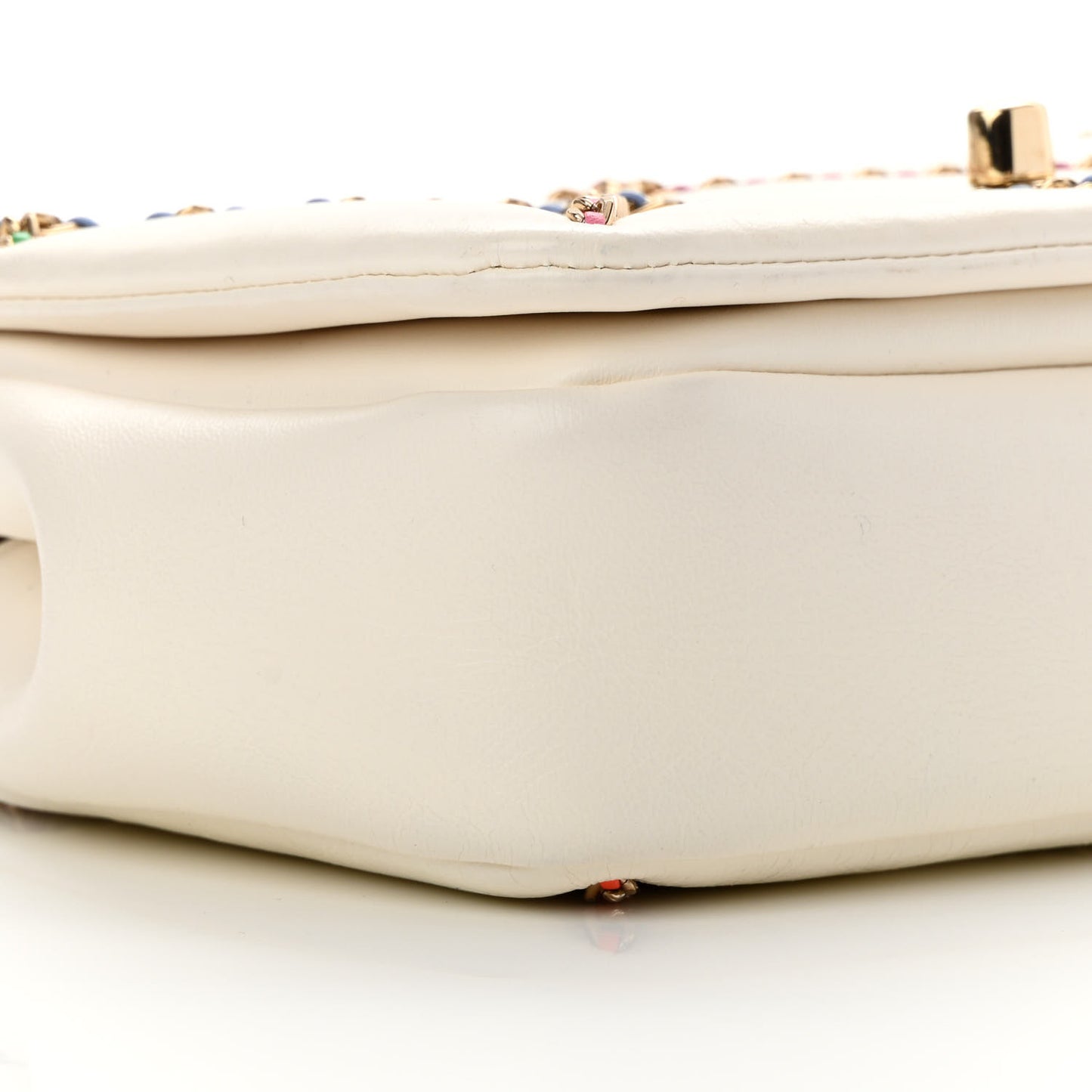Lambskin Small Entwined Chain Flap White Multicolor