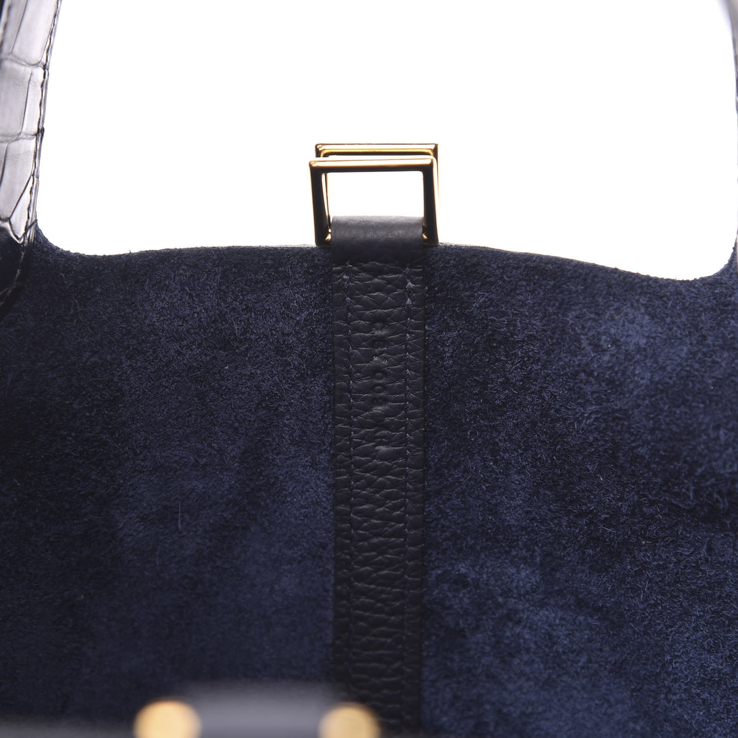 Taurillon Clemence Matte Alligator Picotin Lock Touch 18 PM Bleu Nuit
