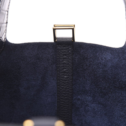 Hermes Taurillon Clemence Matte Alligator Picotin Lock Touch 18 PM Bleu Nuit 7 of 9