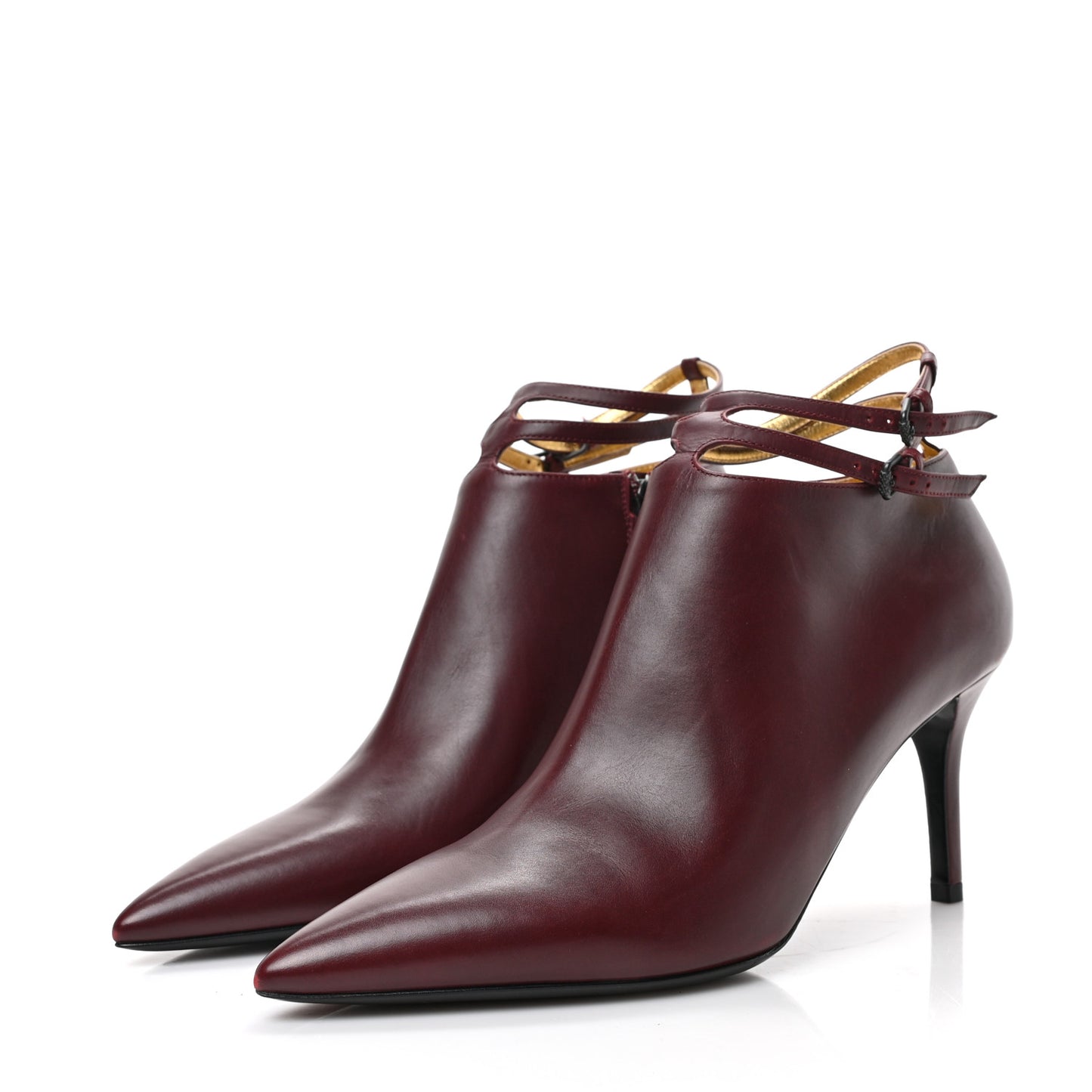 Gleam Calfskin Ankle Strap Mid Heel Booties 38.5 Barolo