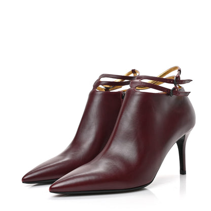 Bottega Veneta Gleam Calfskin Ankle Strap Mid Heel Booties 38.5 Barolo 3 of 7