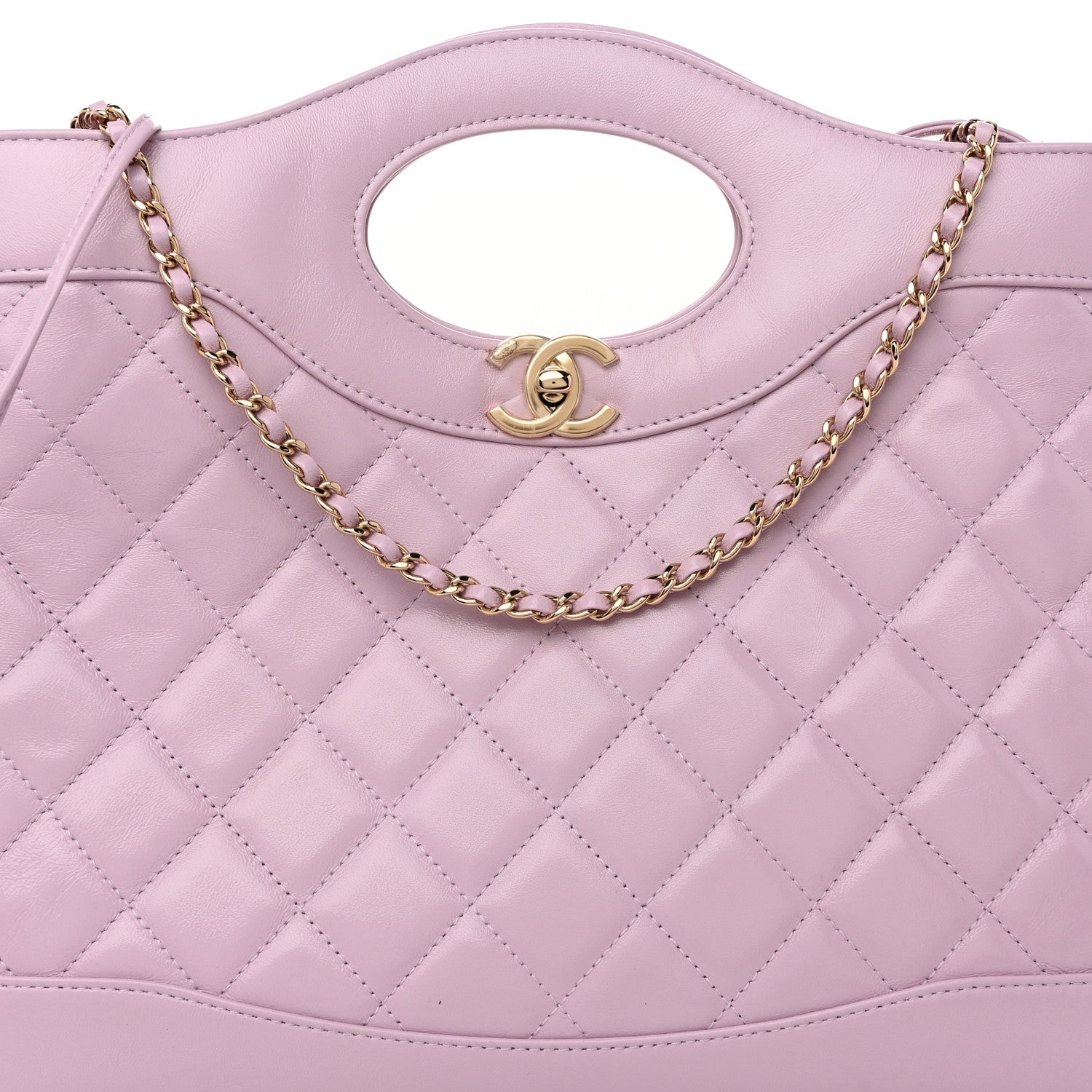 Chanel Shiny Lambskin Quilted 31 Shopping Bag Light Purple 8 of 11