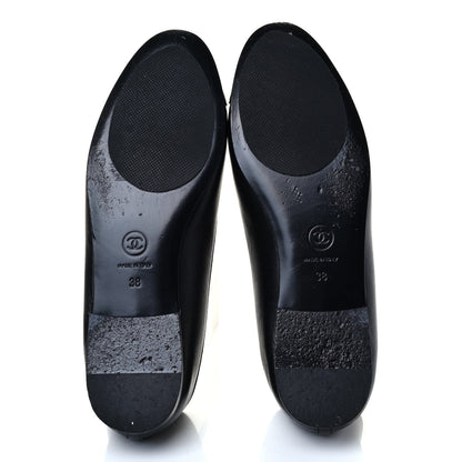 Chanel Lambskin Patent Cap Toe Ballerina Flats 38 Black 5 of 7