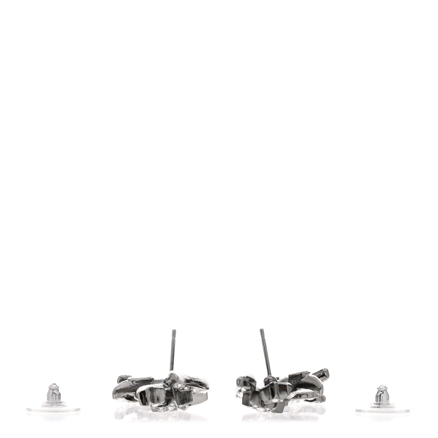 Crystal Baguette CC Wing Star Earrings Silver