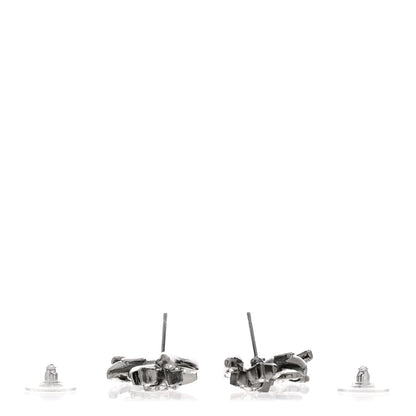 Chanel Crystal Baguette CC Wing Star Earrings Silver 3 of 5