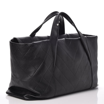 Chanel Calfskin Chevron CC All Day Long Boston Black 3 of 7