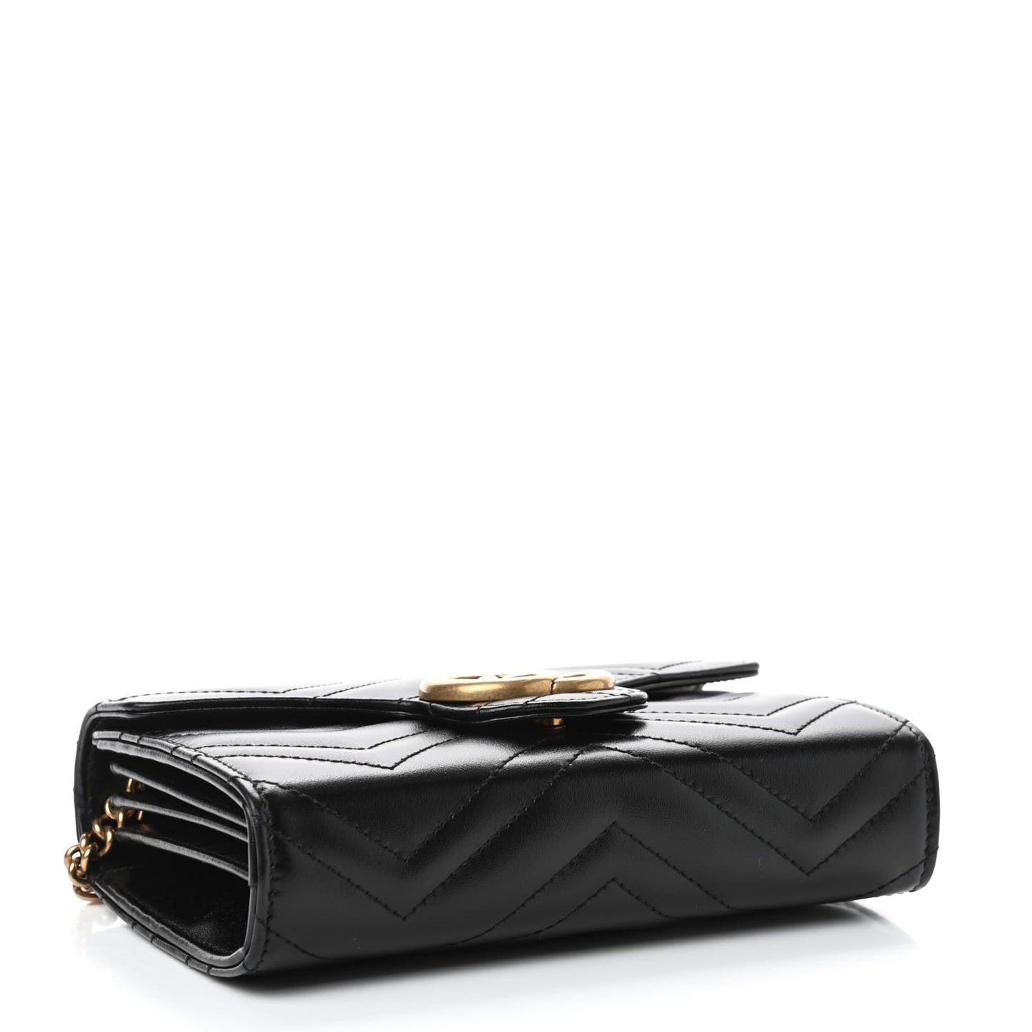 Calfskin Matelasse GG Marmont Chain Wallet Black