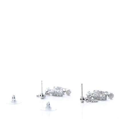 Chanel Baguette Crystal CC Drop Earrings Silver 3 of 4