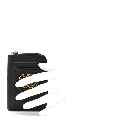 Chanel Lambskin Quilted Chanel 19 Vertical Zip Card Holder Wallet Black 2 of 11